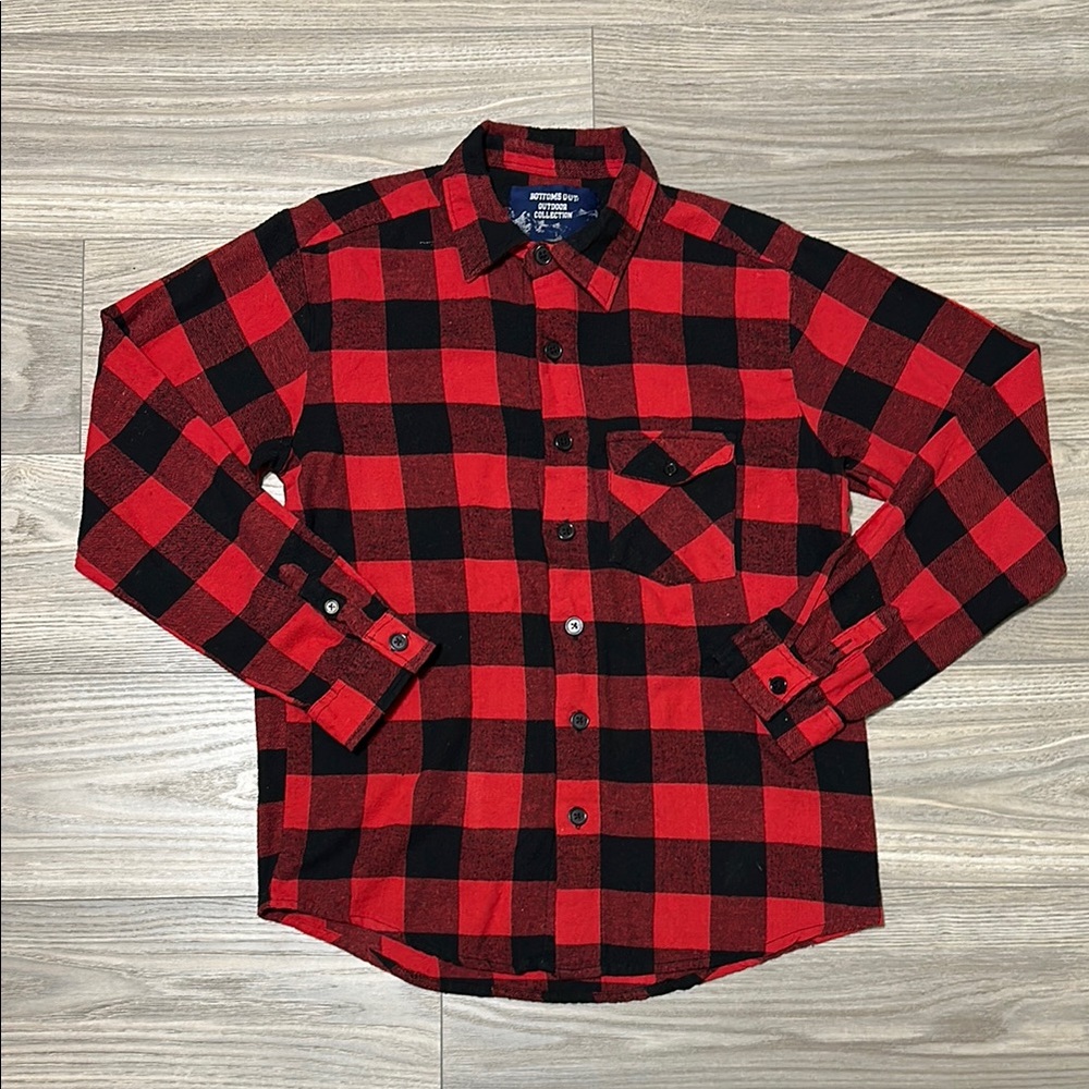 Bottoms Out - M - Outdoor Collection - Red & Black Gingham Plaid Flannel